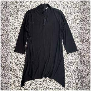WHBM Black Keyhole Neckline Shark Bite Hem Tunic Dress Top, Size Medium, EUC